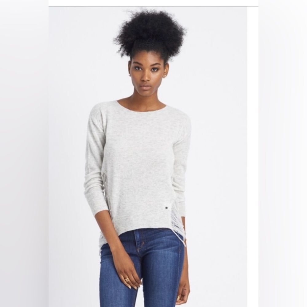 Womens Wool Sweater One Grey Day Los Angeles Cole Distressed Wool Pullover  | XS